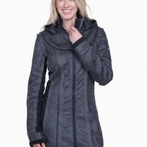 Kuhl Dani Sherpa Trench Coat, Size Medium, Raven (Charcoal) color